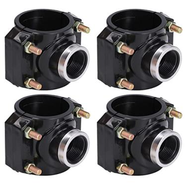 Imagem de Yuecoom Válvula de sela de drenagem para sistemas de água, 4 conjuntos de tubos de plástico para sela de drenagem de água, kit de conector rápido adicional em T G1 rosca fêmea