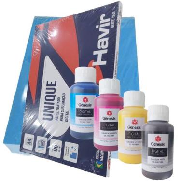 Imagem de Kit 100 Folhas Papel Sublimatico 4 Tintas Sublimação Digital - HAVIR /