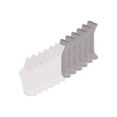 Imagem de Kit com 12 Meias Esportiva Cano Médio Trifil 8720 Colorido, Branco, 35