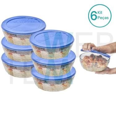 Imagem de Kit 6 Potes Tigela de Vidro com Tampa Plástica Laguna 4 Litros Vitazza