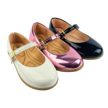 Imagem de Kit Com 3 Pares Sapatilha Infantil Menina Boneca Verniz Confortável SP