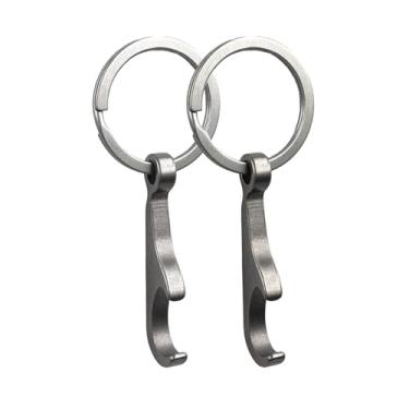 Imagem de SHEICAP Abridor de garrafa de titânio, pequeno chaveiro abridor de garrafa de cerveja abridor de lata com chaveiro de aço inoxidável (2 pacotes)