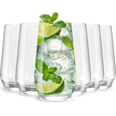Imagem de Wlasss Conjunto de 6 copos de água de cristal de 475 ml, copos de vidro altos, copos altos para coquetel, suco, mojito, chá gelado, utensílios de cozinha e bar, presentes para o Natal