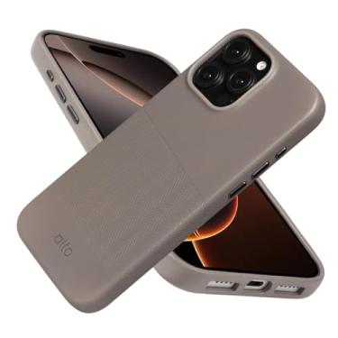 Imagem de alto Compatível com iPhone 16 Pro Max 2024 e MagSafe, capa de couro italiano em relevo magnético, capa protetora contra quedas da série Herring (iPhone 16 Pro Max, 6,9 polegadas, cinza cimento em