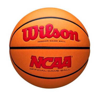 Imagem de WILSON NCAA Evo NXT Bola de basquete oficial para uso interno, escarlate/laranja, tamanho 18-75 cm