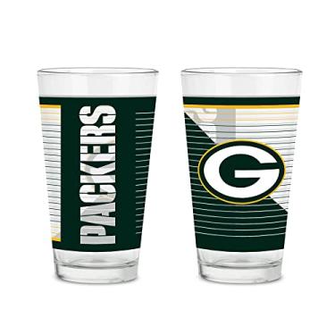 Imagem de Rico Industries Copo de cerveja NFL Football Green Bay Packers de 473 ml com logotipo impresso digitalmente, conjunto prático de 2 copos clássicos para beber, para fãs, lavável na lava-louças