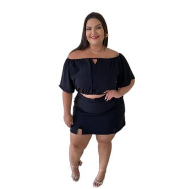 Imagem de Conjunto Plus Sizes de Short Saia e Cropped (Veste do 48 ao 52) - LM, 