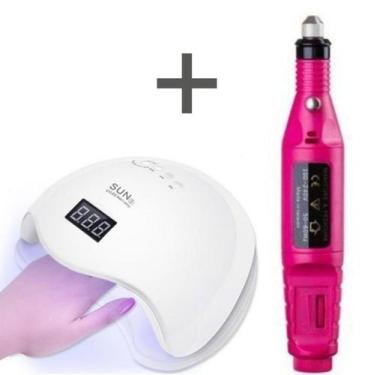 Imagem de Kit Cabine Estufa 48w + Lixa Eletrica Polidora unha - A.R Variedades M