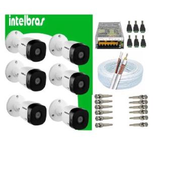Imagem de Kit 6 Câmera Intelbras C/ Infravermelho 20m Vhc 1120 B + Assessórios