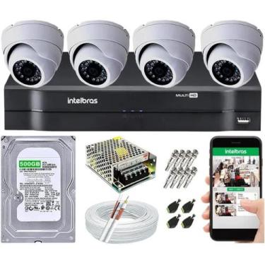 Imagem de Kit Cftv 4 Câmera Segurança Intelbras Dome Ahd Dvr Mhdx Multi Hd