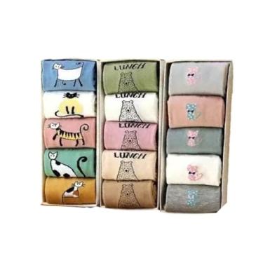 Imagem de chanstore Meias curtas para estudantes primavera e verão cor sólida tipo barco respirável invisível meias curtas estilo aleatório - 5 pares/bolsa