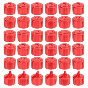Imagem de OLYCRAFT 36 peças tampa de distribuição flip top 28/410 tampas de plástico vermelho tampas de bico tampas de garrafa de plástico reutilizável tampas de substituição para xampu hidratante controle