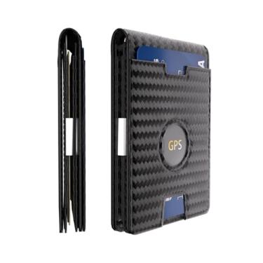 Imagem de FILDENS Carteira masculina carteira Air Tag com bloqueio de clipe de dinheiro dobrável porta-cartão de presente masculino RFID, Preto, Clássico