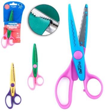Imagem de Tesoura escolar de picotar zigzag de inox colors 6,5'' 16cm futuro esc