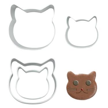 Imagem de FAZHBARY Conjunto de cortadores de biscoito de rosto de gato, cortador de comida de gato, moldes de metal para gatos, moldes de comida de doce, molde de rosto de gato