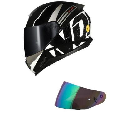 Imagem de Capacete Norisk Razor Full Preto e Branco Mais Viseira Camaleão, 56