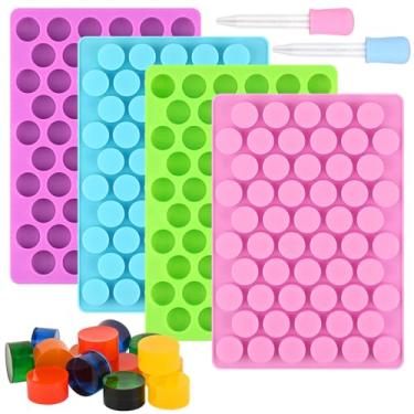 Imagem de Sakolla Moldes redondos de silicone, 220 cavidades mini moldes cilíndricos para chocolate, doces duros, gomas, ganache, cubos de gelo, conjunto de 4 com 2 conta-gotas