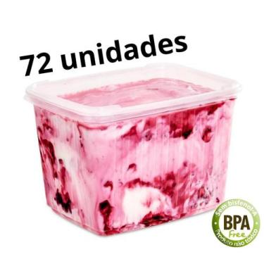 Imagem de Pote sorvete 2 litros descartavel transparente 72 unidades com tampa -