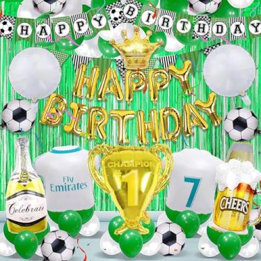 Imagem de Decoração de aniversário do Real Madrid CF tema futebol festa Cristiano kit de balões decorações de aniversário para meninos Liga de Futebol Copa do Mundo Carnaval artigos de festa