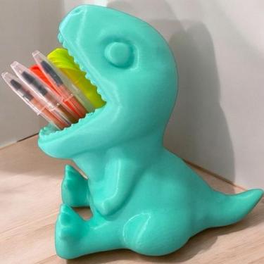 Imagem de Organizador Porta Caneta, Lápis Dinossauro - FLEX3D, VERDE