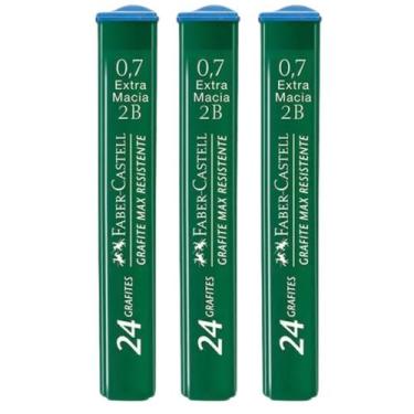 Imagem de Kit 03 Tubos Grafite Técnico 0.7mm HB, 2B ou B c/ 24 Minas Cada FABER-
