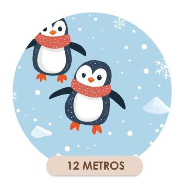 Imagem de Papel de Parede Adesivo Azul Pinguins Inverno Quarto Infantil - Bazar 