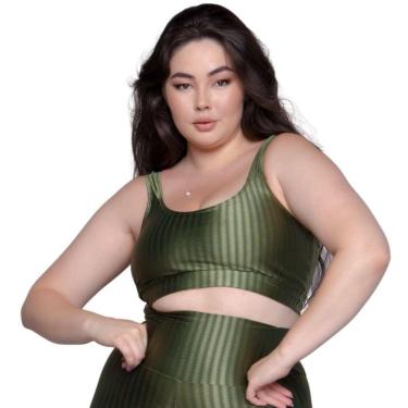 Imagem de Top de Academia Fitness Plus Size New Zig 3D Plus Size Vekyo  Bojo Removível Alta Compressão-Feminino