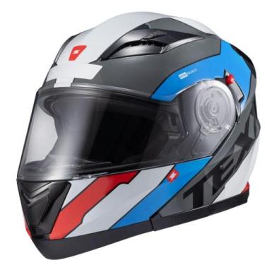Imagem de Capacete Escamoteável Texx Gladiator V3 Reisen, 56, Azul/Vermelho