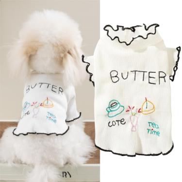 Imagem de Yaopelky Roupas para cães pequenos camisa de manga comprida para cães roupas respiráveis para filhotes de cachorro com babados fofos, camiseta de verão para animais de estimação, roupas para gatos