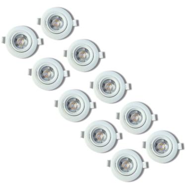 Imagem de Kit 10 Spot Led Elgin Luminária Mr16 5W 3000K Direcionável Redondo