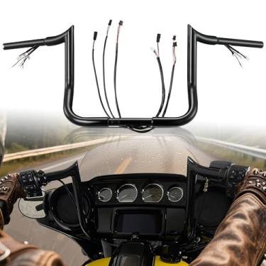 Imagem de TIGERSGATE Barra de macaco Meathook de 30,5 cm preta pré-cabeada 30,5 cm Bagger Apes guidão com fios aquecidos para Harley Miter Cut 2016-2023 Street Glide/Electra Glide/Ultra Limited