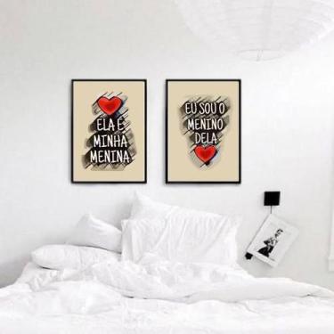 Imagem de Kit 2 Quadros Decorativos Ela É Minha Menina 34x23cm - Quadros On-Line