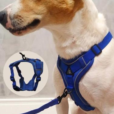 Imagem de Coleira Peitoral Peiteira Antipuxão Guia Para Cachorros Pequenos Gato 