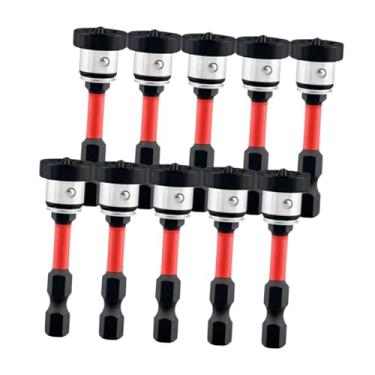 Imagem de WeiLaiKeQi Pontas de chave de fenda de posicionamento 10x Parafuso de metal portátil antiderrapante para marcenaria, haste sextavada, cabeça de lote para placa, Vermelho