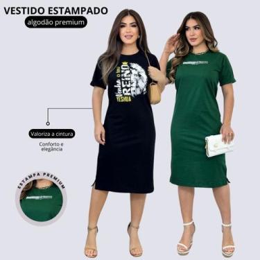 Imagem de Kit 2 Vestidos Feminino Estampado Moda Evangelica Casual - Nenfa, M 40
