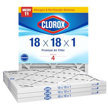 Imagem de Clorox Filtro de ar 18 x 18 x 1, MERV 11 filtros de ar de forno HVAC plissados, MPR 1000 e FPR 7 – Pacote com 4