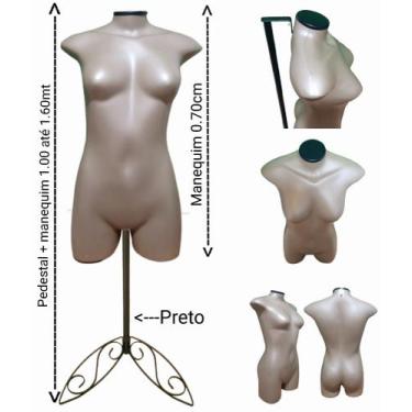 Imagem de Manequim feminino (Meio corpo jó N.36) Savana com tampa preta + pedest