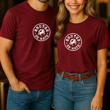 Imagem de Camiseta Algodão Unissex Casal Country Estampa Brutos Do Mato Modinha 