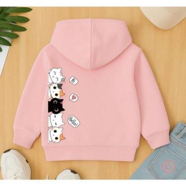 Imagem de Moletom Agasalho Infantil Feminino Gatinhos Costas Estampa Fofa Frente