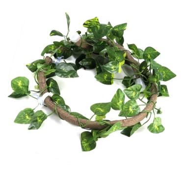 Imagem de Generic Galho de Escalada de Répteis, Ramo Flexível de Répteis, Com Copos de Sucção de 6,89 Pés Videira Rattan de Réptil para Lojas de Peixes Camaleões Aquário (Vinagre + folhas de hera verde)
