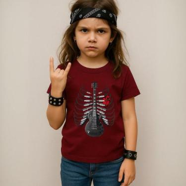 Imagem de Camiseta Infantil Unissex Estampada Costela Guitarra Coração 035 Blusa