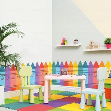 Imagem de Adesivo Lavável Infantil Estilo Cerca Educativa 2 unid. Para Parede de Escola Sala Aula Brinquedoteca Quarto