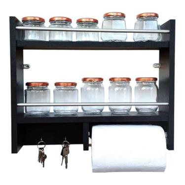 Imagem de Porta Tempero de Parede - Organizador de Condimentos em MDF(PRETO - (frente alumínio))