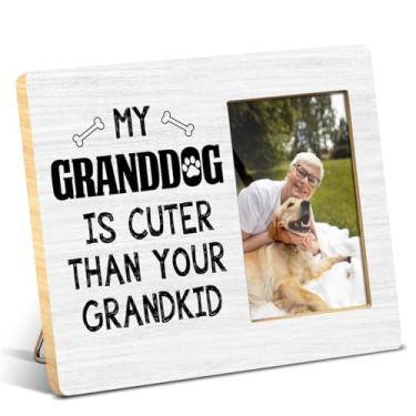 Imagem de JioJio Chan Porta-retrato de avó de cachorro, presente de aniversário de dia das mães para avó, My Granddog Is Cuter Than Your Grandkid, moldura de 10 x 15 cm para dono de amantes de animais de