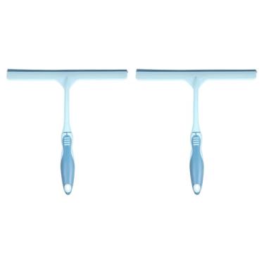 Imagem de HARFINGTON 2 peças de rodo de chuveiro 24 cm de comprimento, ferramenta de limpeza de lâmina de água, rodo de espelho doméstico com orifício para limpeza de janela de para-brisa, porta de vidro, azul