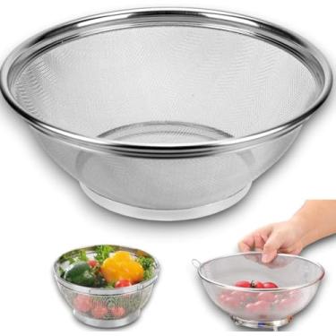 Imagem de Kit 3 Cesta de Inox Drenador Peneirador Coador Cesto 28CM Escorredor Malha Fina Lavar e Cozinhar Alimentos A Vapor Linha Premium M5 Armarinhos (2 Unidade)