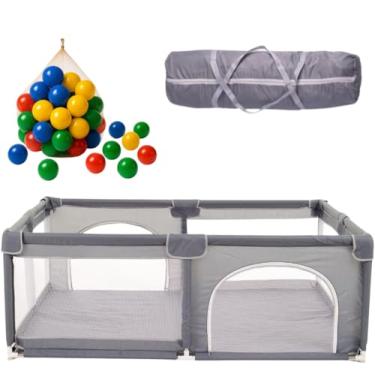 Imagem de Cercado Para Bebês Chiqueirinho Playground Infantil Grande Desmontável Resistente Com Bolsa De Transporte Bolinhas CERCADINHO -180x150x68- MJ BRANDS