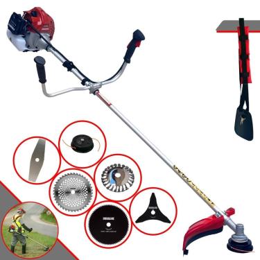 Imagem de Cortador de Grama Robusto À Gasolina Kawashima BCJ521L 52cc 2,5HP de Potência 10.000rpm Roçadeira Profissional Lateral Completa Com 6 Opções de Cortes