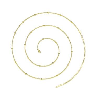 Imagem de AVYRING Corrente de cintura dourada para mulheres delicada Boho em camadas ajustáveis com contas de biquíni cinto pérola strass genuíno rosa praia cascalho barriga corrente, 31.5"+5.9", Metal não