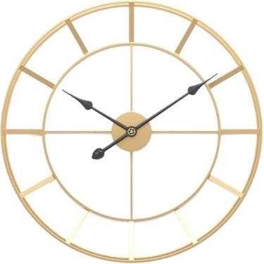 Imagem de Relógio De Parede Relógio De Parede De Metal Silencioso Não Tique-taque Esqueleto Relógio Decorativo Bateria Movimento De Quartzo Decoração De Casa, Gold, 60 * 60cm